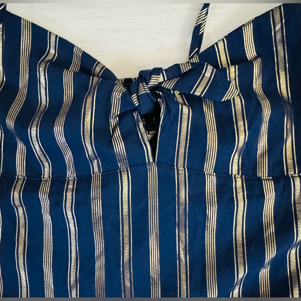 Vintage Y2K Victoria’s Secret Navy w/ Gold Stripes Woman’s Blouse Size Medium‎ - Picture 5 of 6